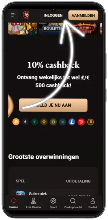 Legionbet Tik op "Log In"