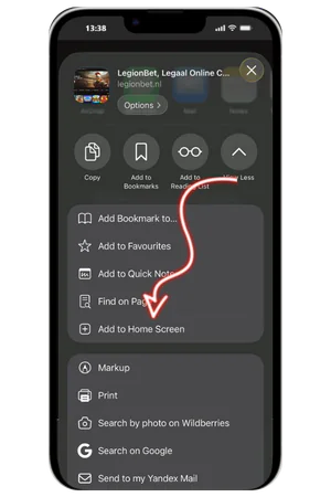 De app-snelkoppeling toevoegen aan het startscherm van de iPhone