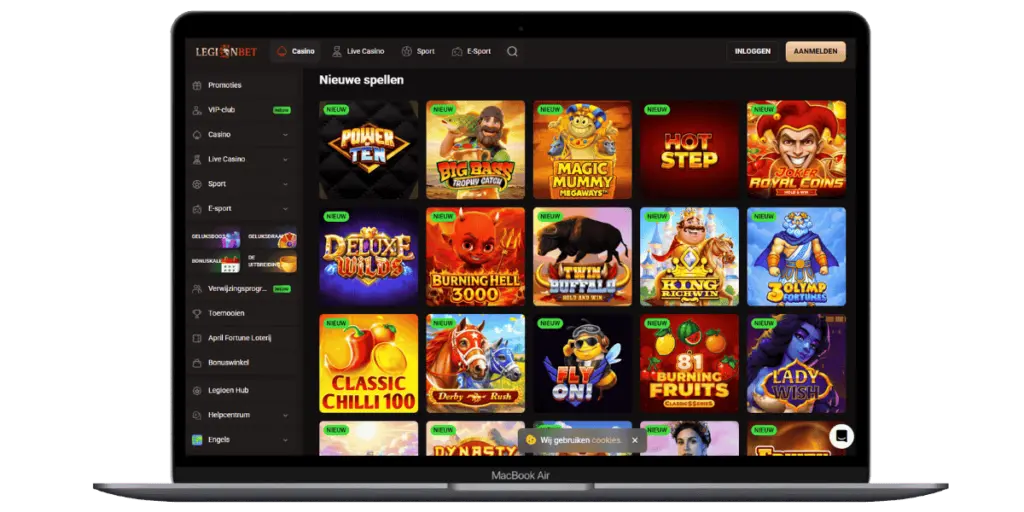 LegionBet slots sectie bevat alles 